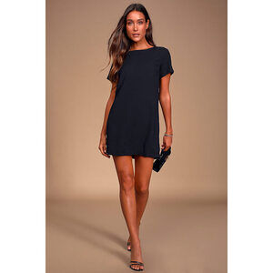 Lulus Shift And Shout Black Shift Dress - Size XL